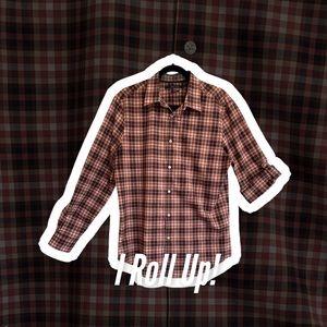 PERRY ELLIS Stretch Button Down Shirt w/roll up👀